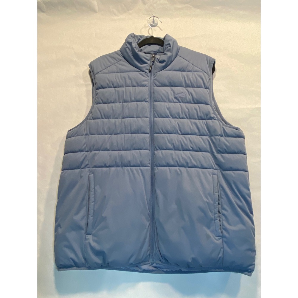 Blue New Balance Puffer Vest Quilted Full Zip Mock Neck Large Mens